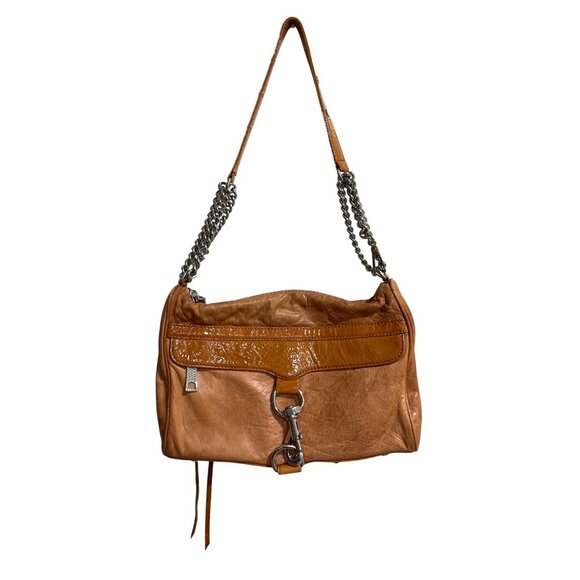 Rebecca Minkoff MAC Shoulder Bag Soft Leather with Silver Chain Strap Tan 11x7 - Picture 1 of 9